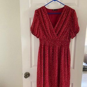 Pretty Garden Red Sheer Flowy Maxi Dress Size L